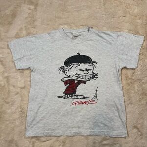 Vintage Calvin and Hobbes Heather Gray graphic T-Shirt Sz L